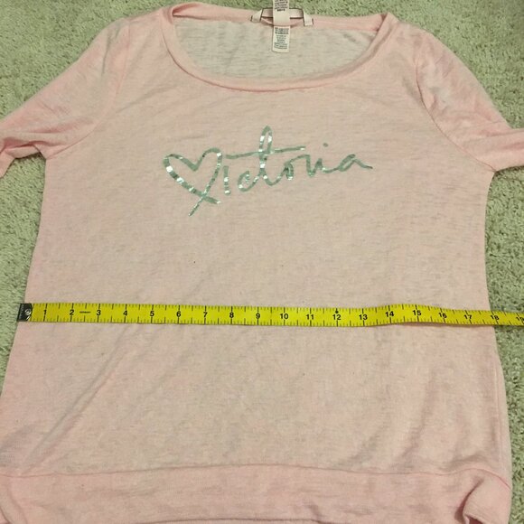 Victoria's Secret Baby Pink Word Art Long Sleeve Knit Tee - Picture 13 of 16